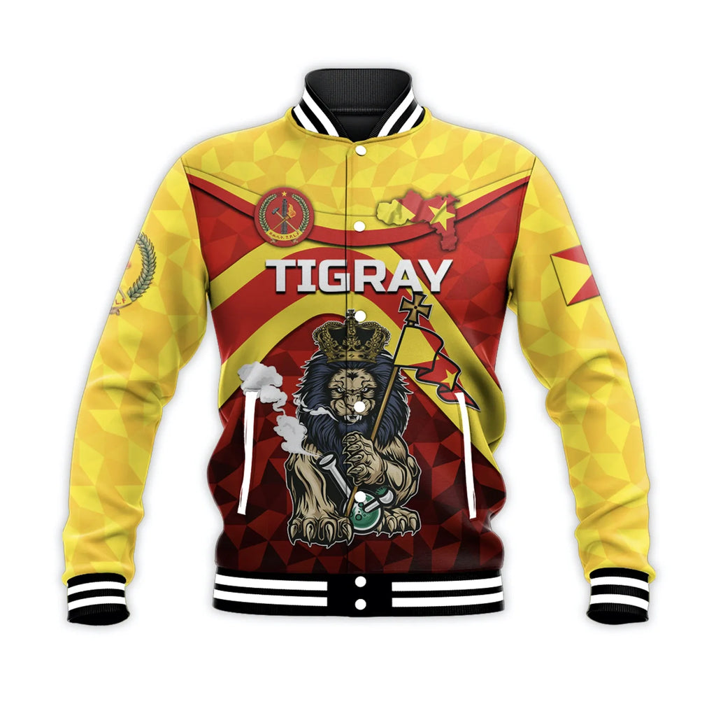 Africa Zone Jacket - Tigray Vibes Version - Powerful Lion Baseball Jacket J5