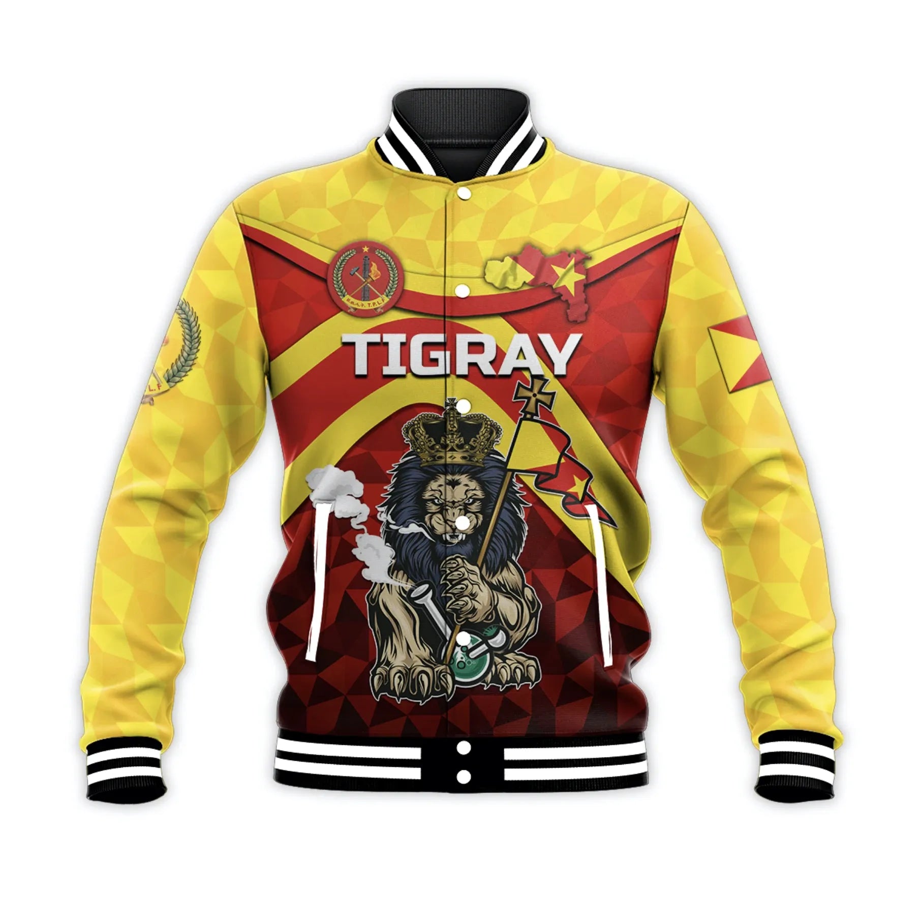 Africa Zone Jacket - Tigray Vibes Version - Powerful Lion Baseball Jacket J5