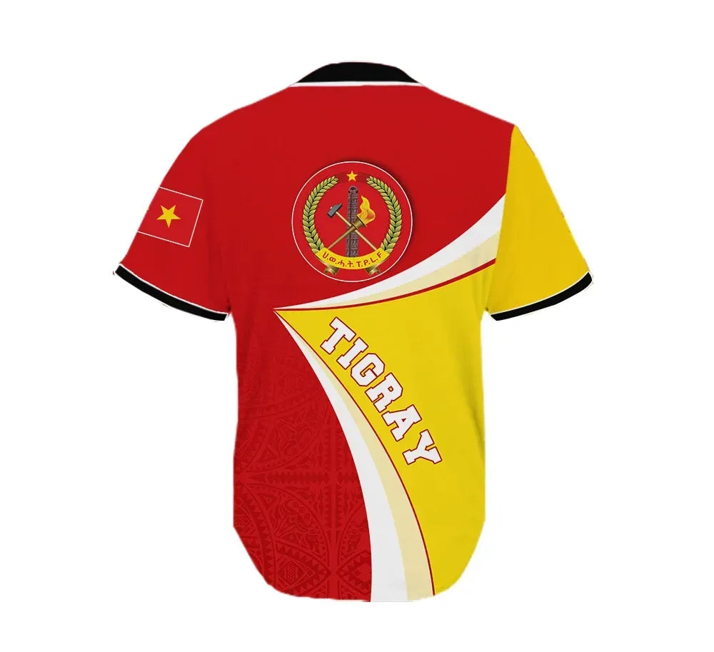 Africa Zone Baseball Jersey - Personalized Tigray Flag Strong Tattoo Africa Baseball Jersey J5