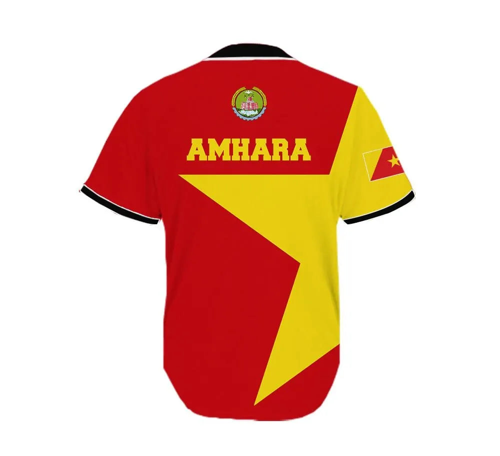 Africa Zone Baseball Jersey - Amhara Flag Men Lion Baseball Jersey J5