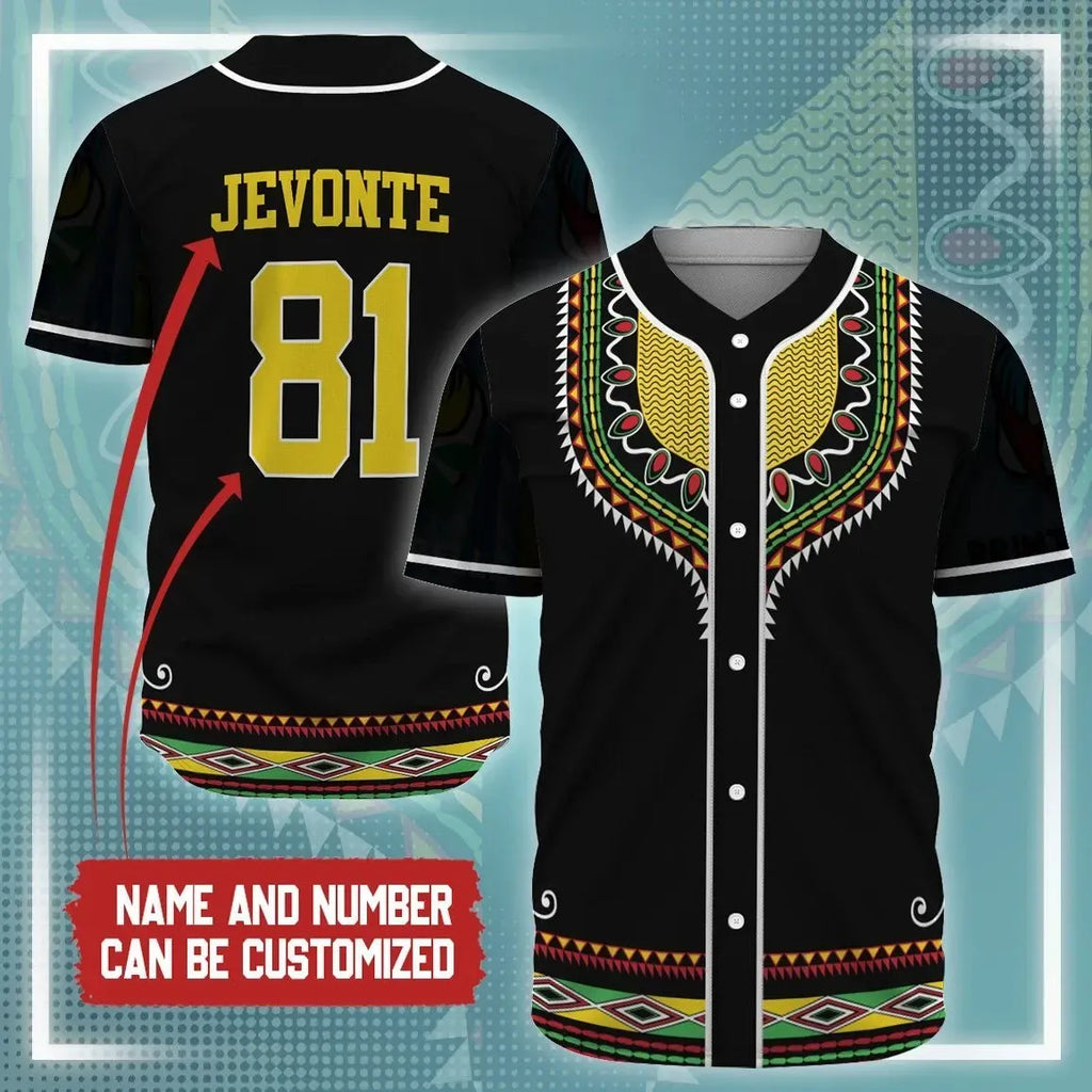 Africa Zone Baseball Jersey - Personalized Printed Dashiki 2