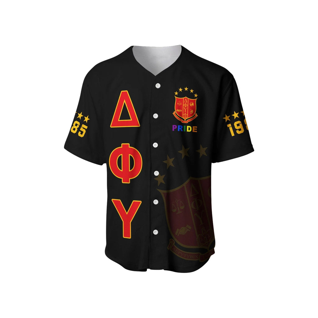 Africa Zone Baseball Jersey - DELTA PHI UPSILON BASEBALL JERSEY PRIDE (BLACK)