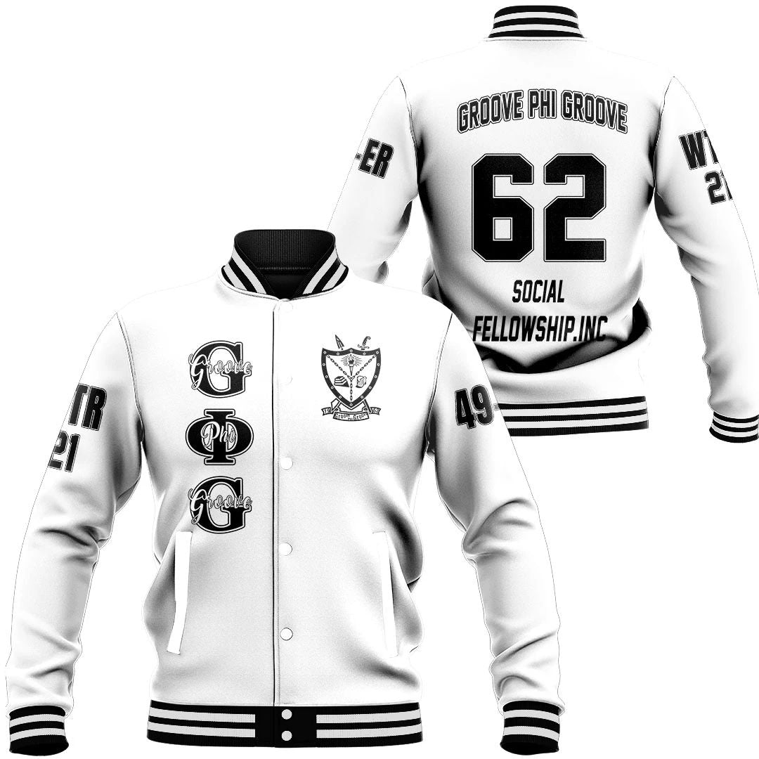 (Custom) Africa Zone Jacket - Groove Phi Groove White Baseball Jackets A31