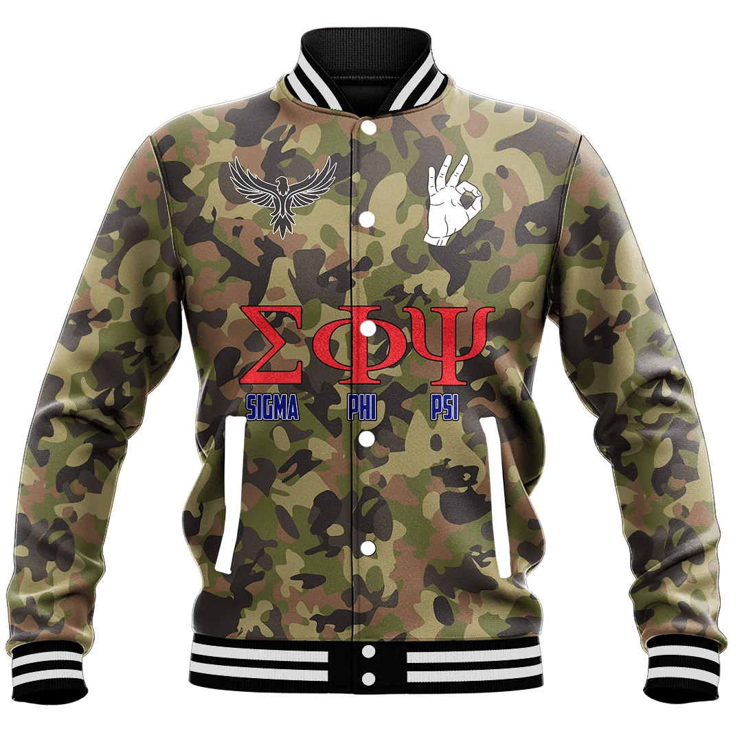 Sigma Phi Psi Camo Baseball Jackets | Africazone.store