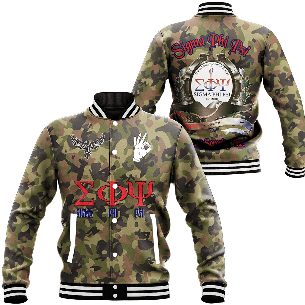 Sigma Phi Psi Camo Baseball Jackets | Africazone.store