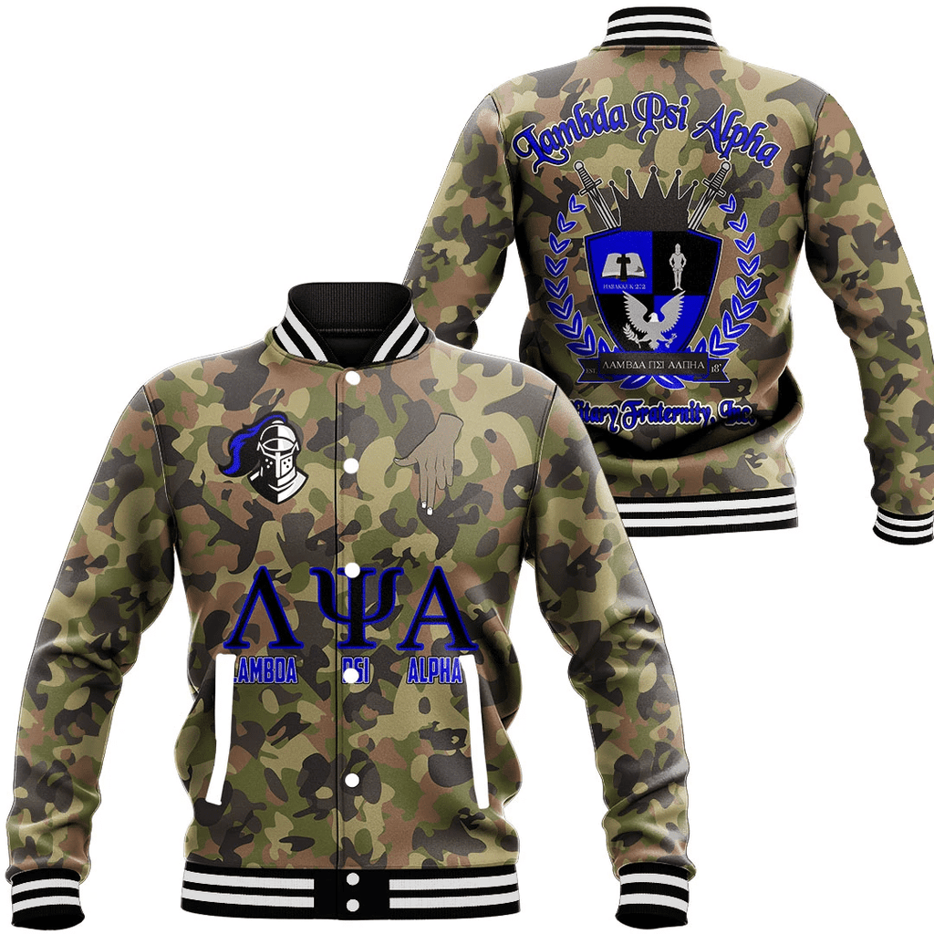 Lambda Psi Alpha Fraternity Camo Baseball Jackets | Africazone.store