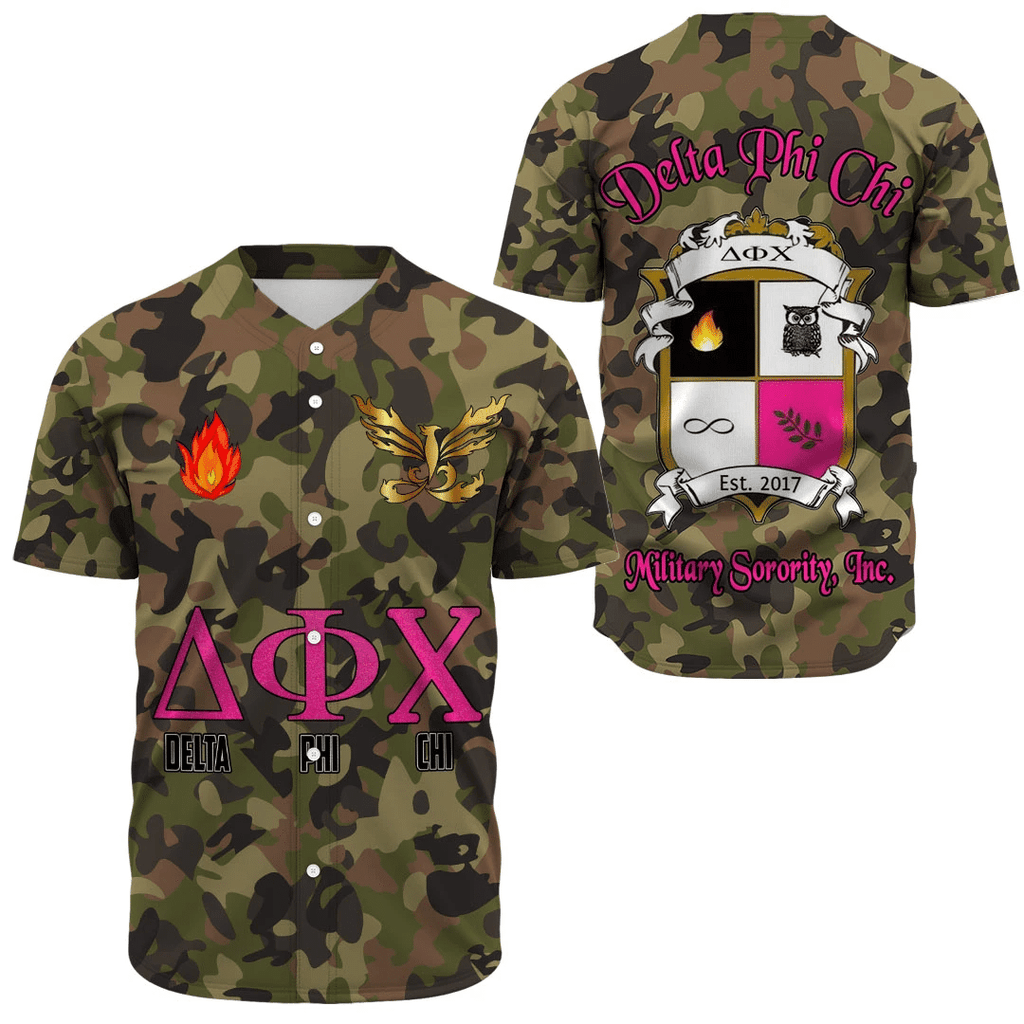 Delta Phi Chi Camo Baseball Jerseys | Africazone.store