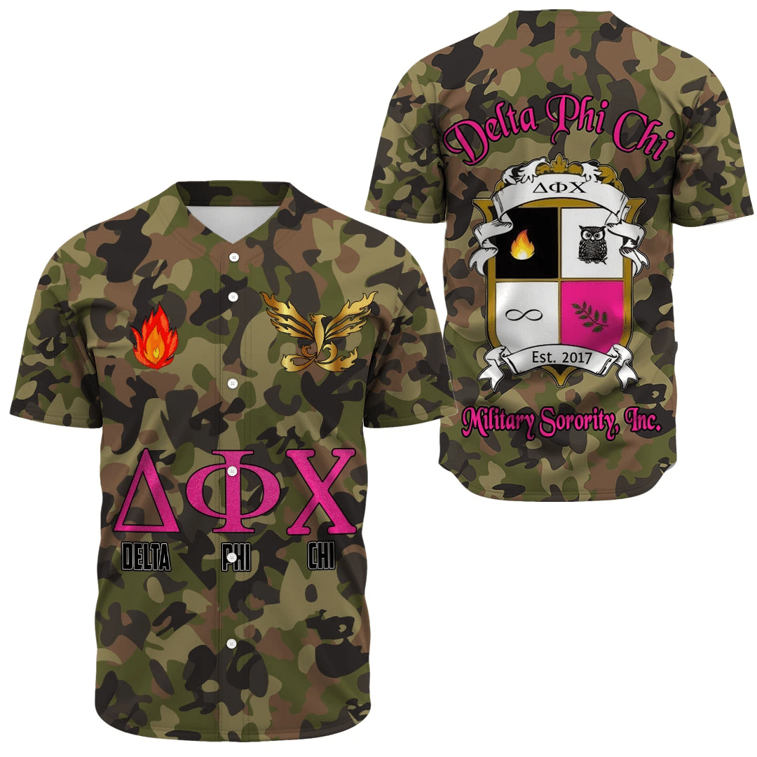 Delta Phi Chi Camo Baseball Jerseys | Africazone.store