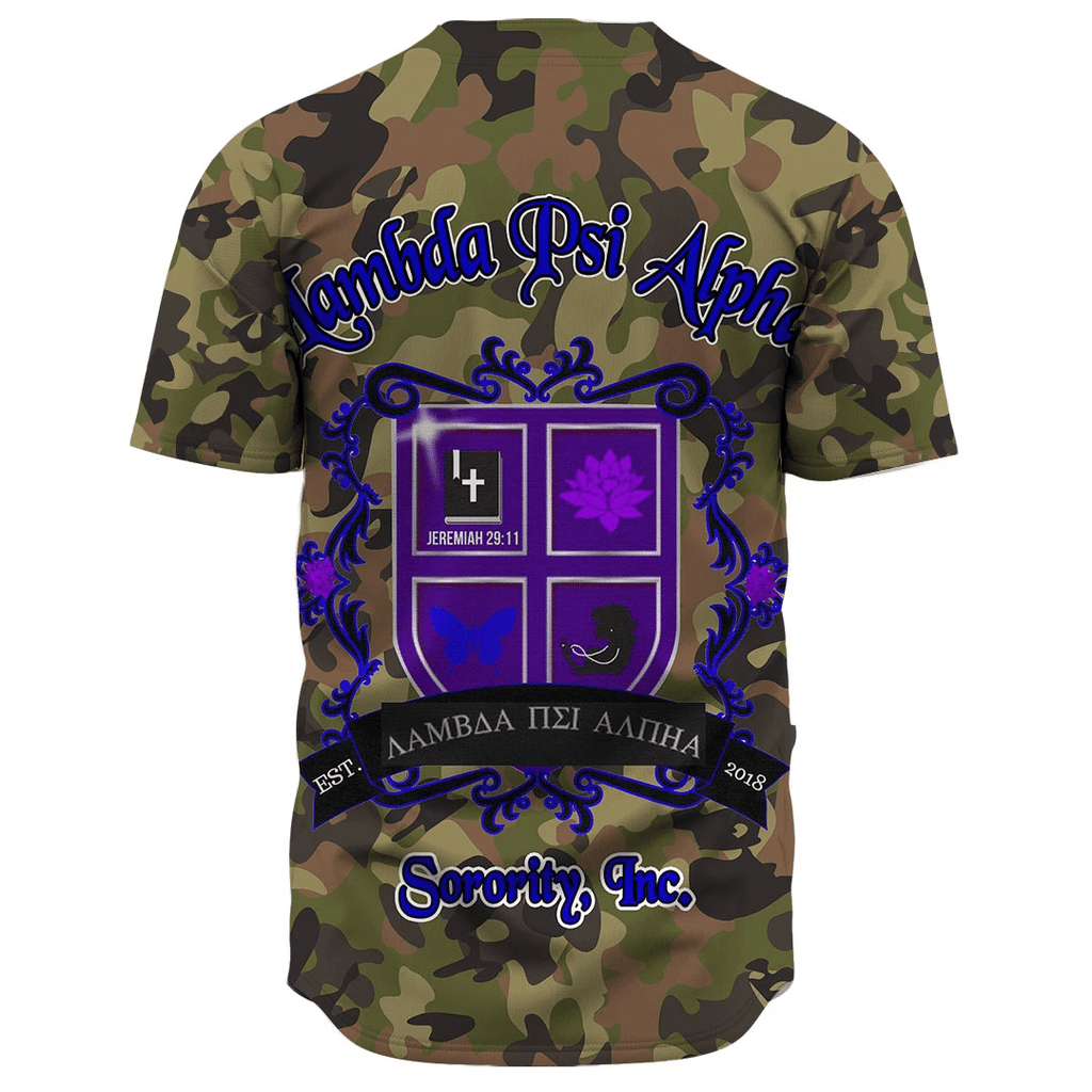 Lambda Psi Alpha Sorority Camo Baseball Jerseys | Africazone.store