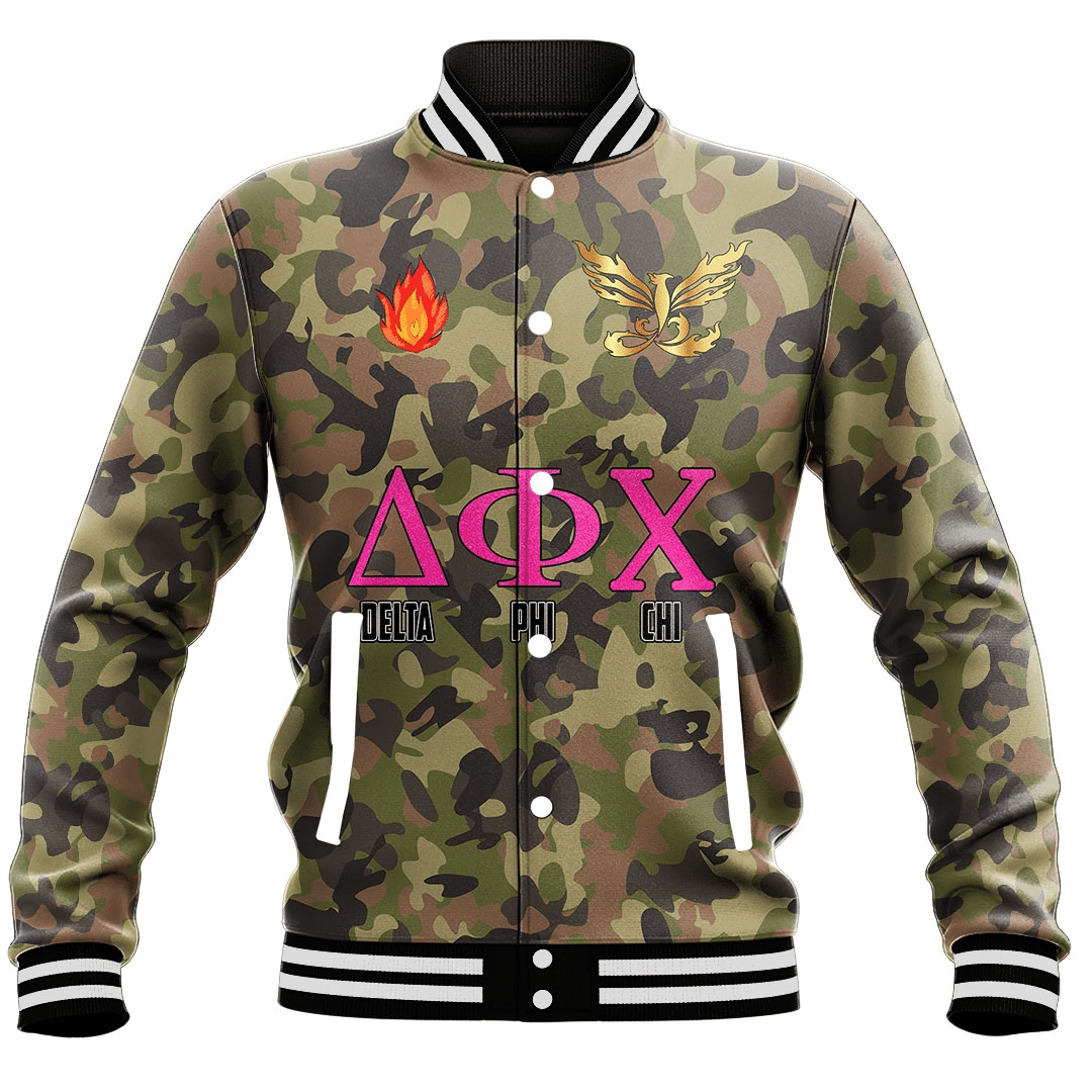 Delta Phi Chi Camo Baseball Jackets | Africazone.store