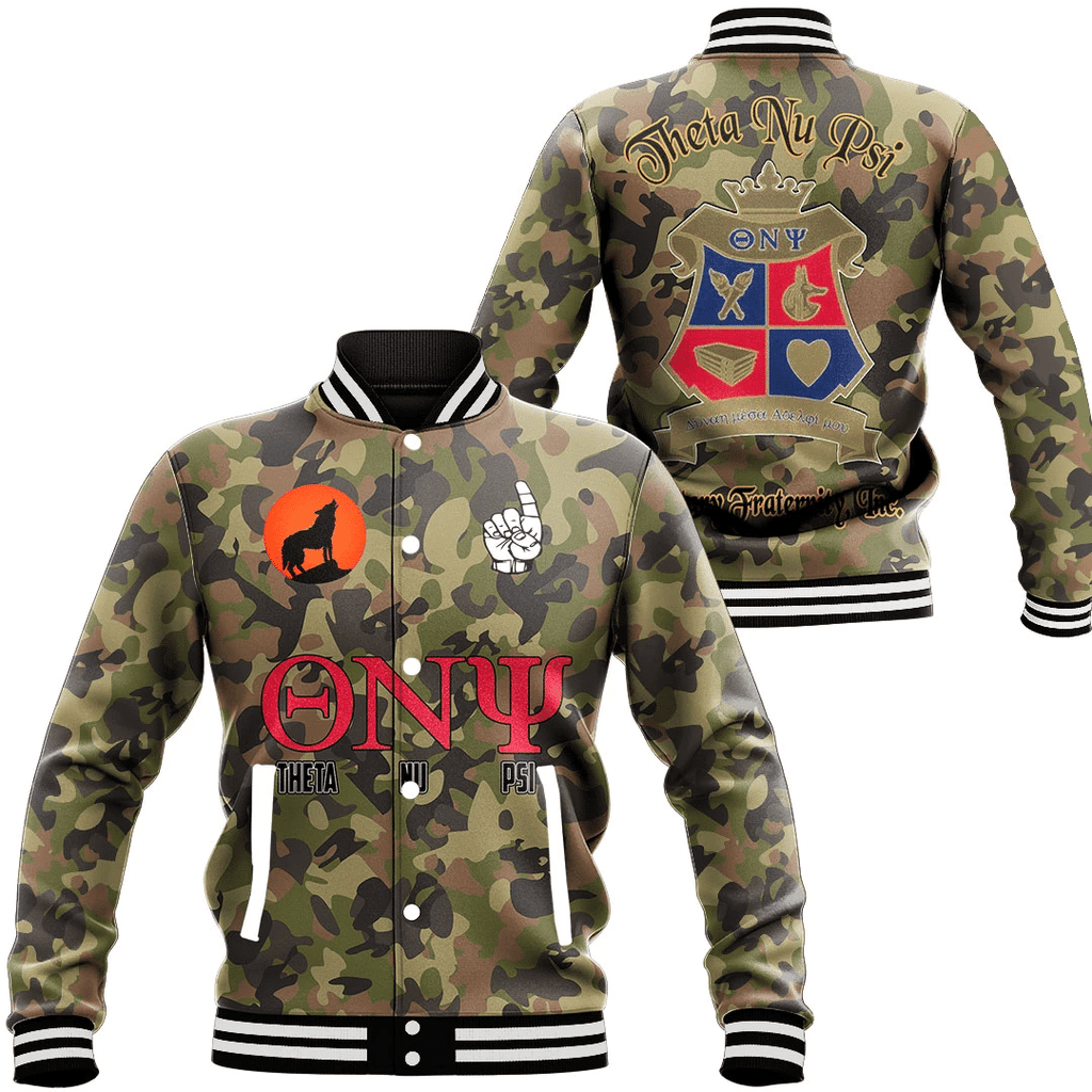 Theta Nu Psi Camo Baseball Jackets | Africazone.store