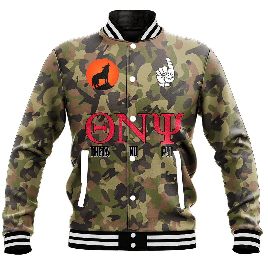 Theta Nu Psi Camo Baseball Jackets | Africazone.store