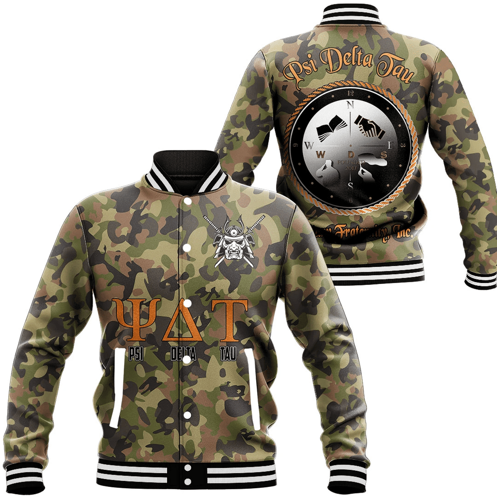 Psi Delta Tau Camo Baseball Jackets | Africazone.store