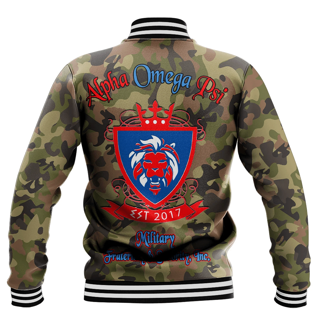 Alpha Omega Phi Camo Baseball Jackets | Africazone.store