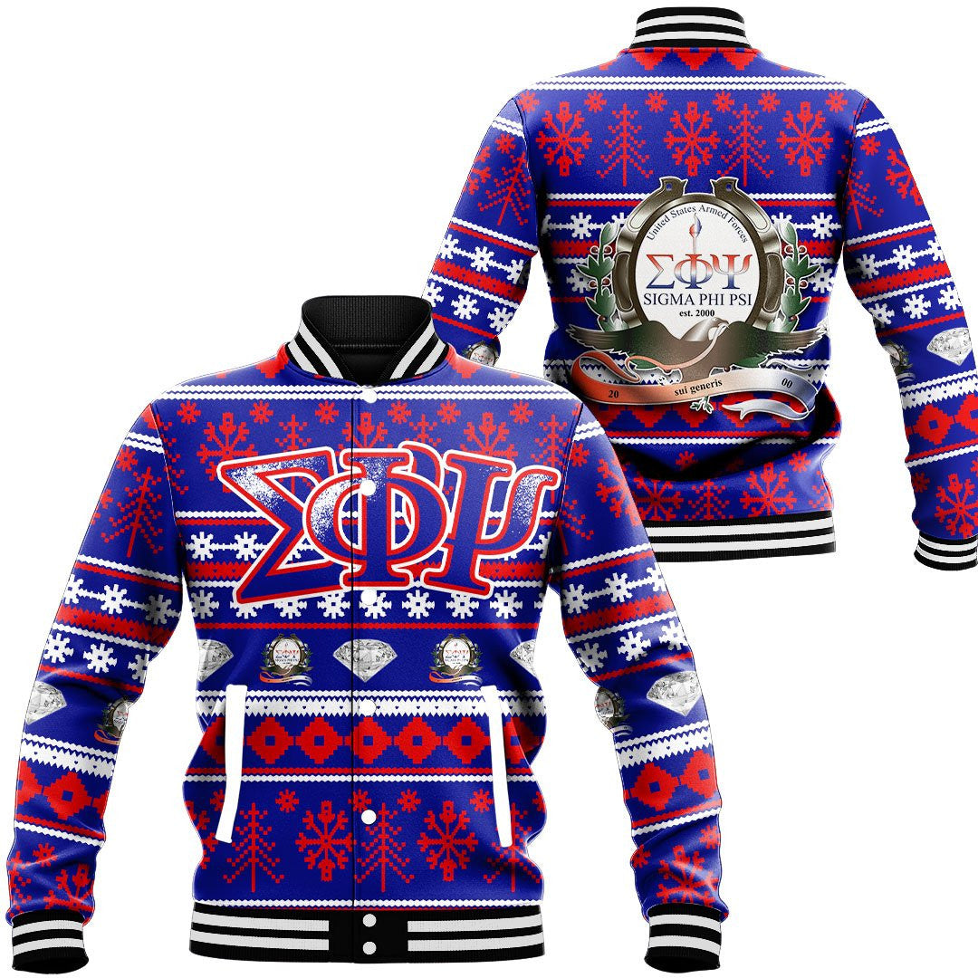 Sigma Phi Psi Letter Christmas Baseball Jackets | Africazone.store