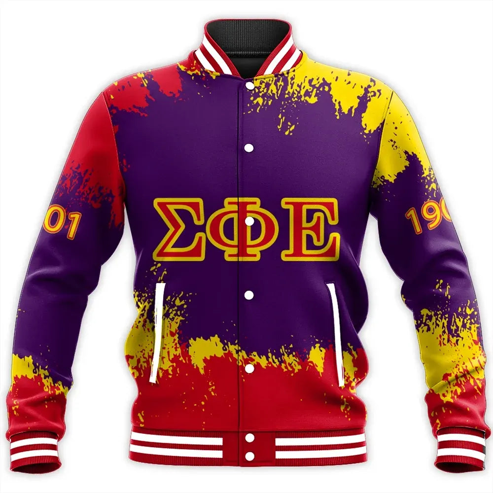 Sigma Phi Epsilon Face Style Baseball Jacket | Africa Zone.com