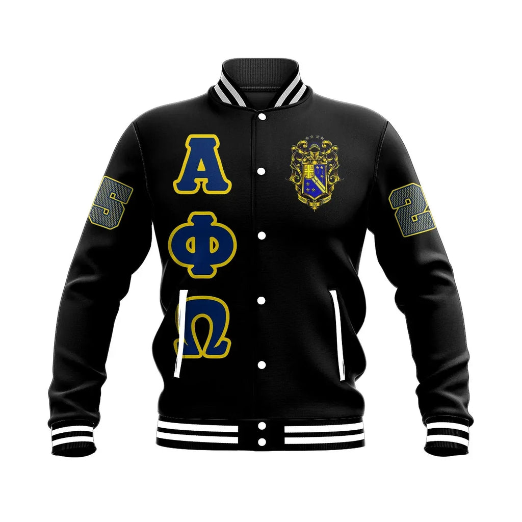 Alpha Phi Omega Letters Baseball Jacket | Africa Zone.com