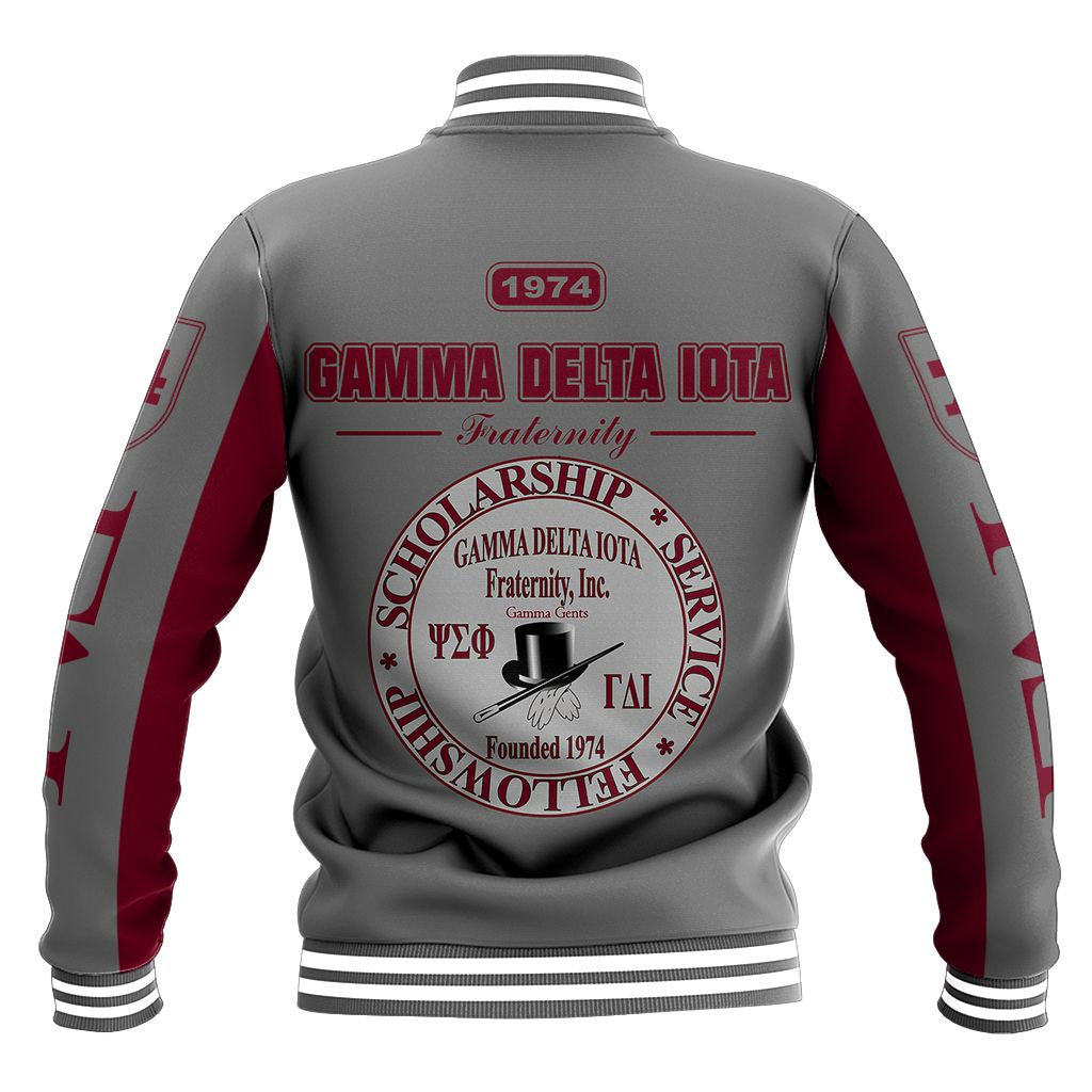 Gamma Delta Iota Frat 1974 Grey Baseball Jacket J5