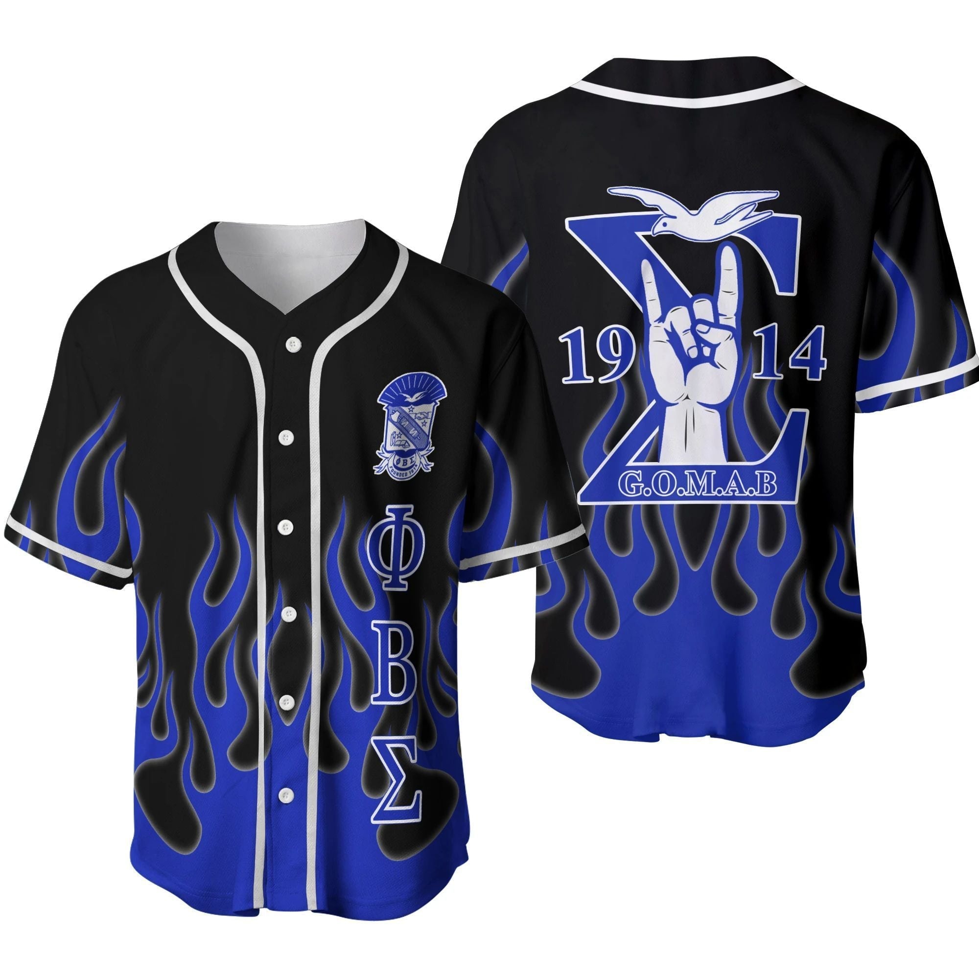 Africa Zone Baseball Jersey - PHI BETA SIGMA HAND SIGN FLAME BASEBALL JERSEYS A39