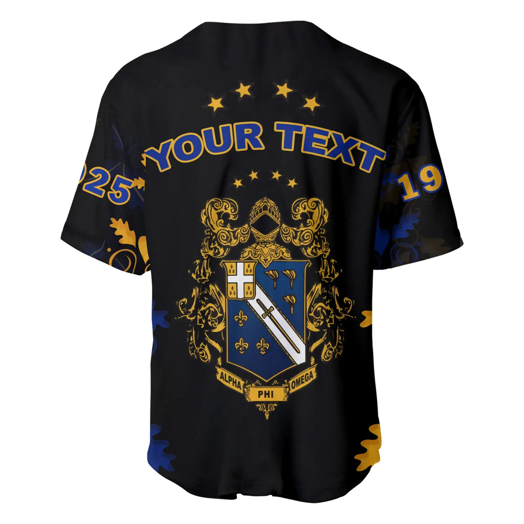 Africa Zone Baseball Jersey - Personalised Alpha Phi Omega mix Oakleaf - APhiO Baseball Jersey J5
