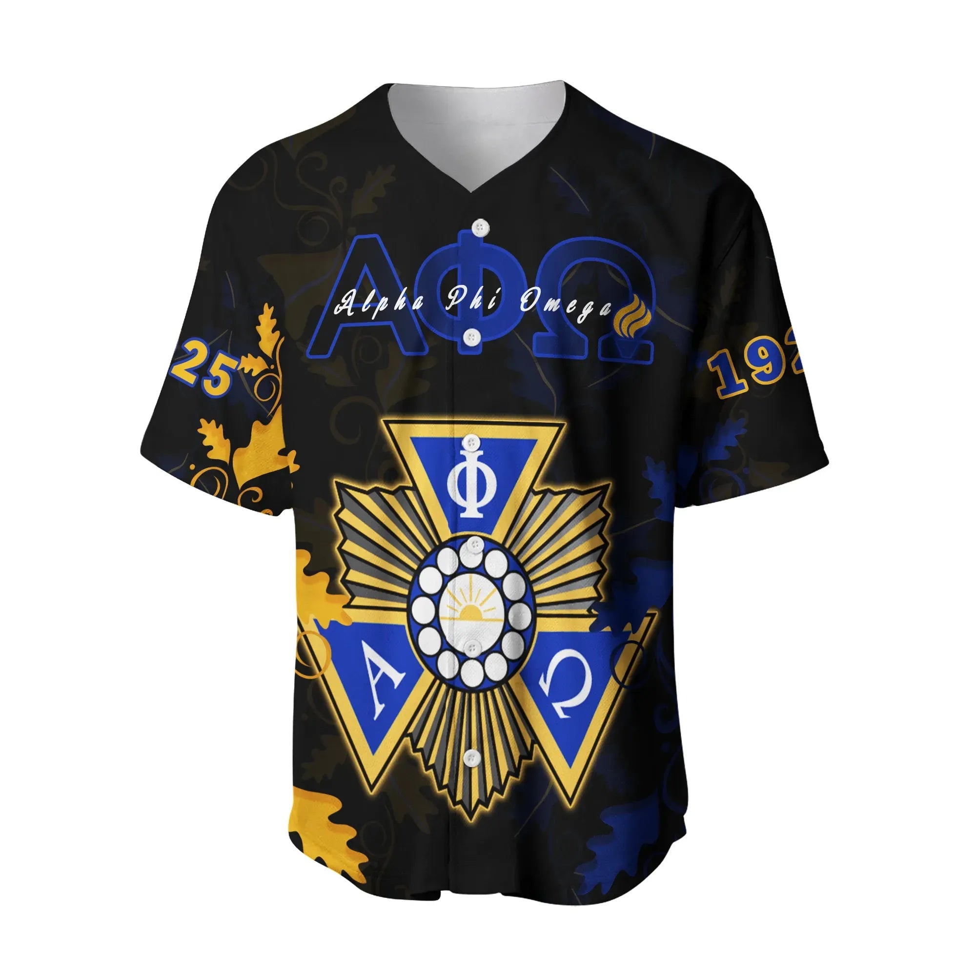 Africa Zone Baseball Jersey - Personalised Alpha Phi Omega mix Oakleaf - APhiO Baseball Jersey J5