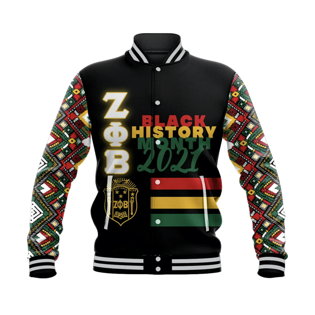 Zeta Phi Beta Black History Month Style  Baseball Jacket