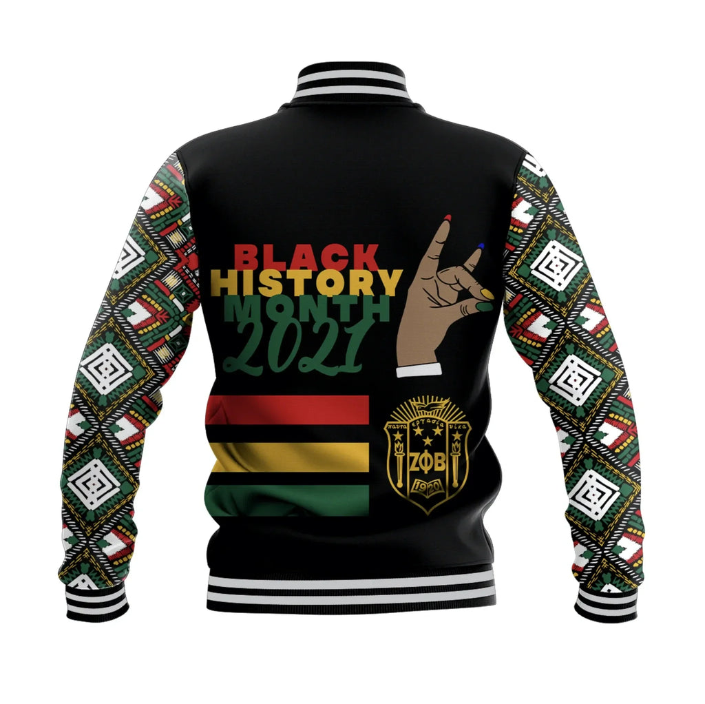 Africa Zone Jacket - Zeta Phi Beta Black History Month Style Baseball Jacket J5