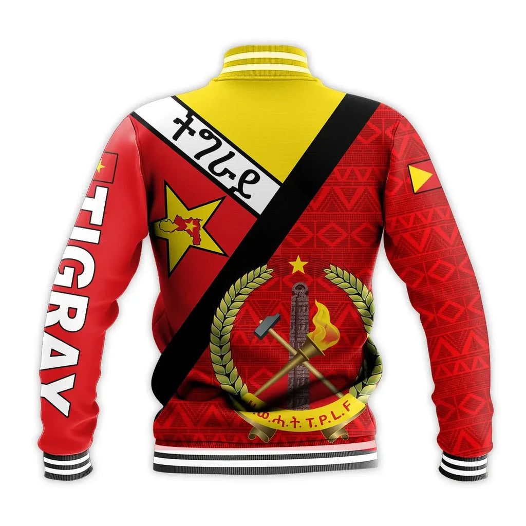 Africa Zone Jacket - Tigray Coat Of Arms With Africa Pattern Baseball Jacket J5