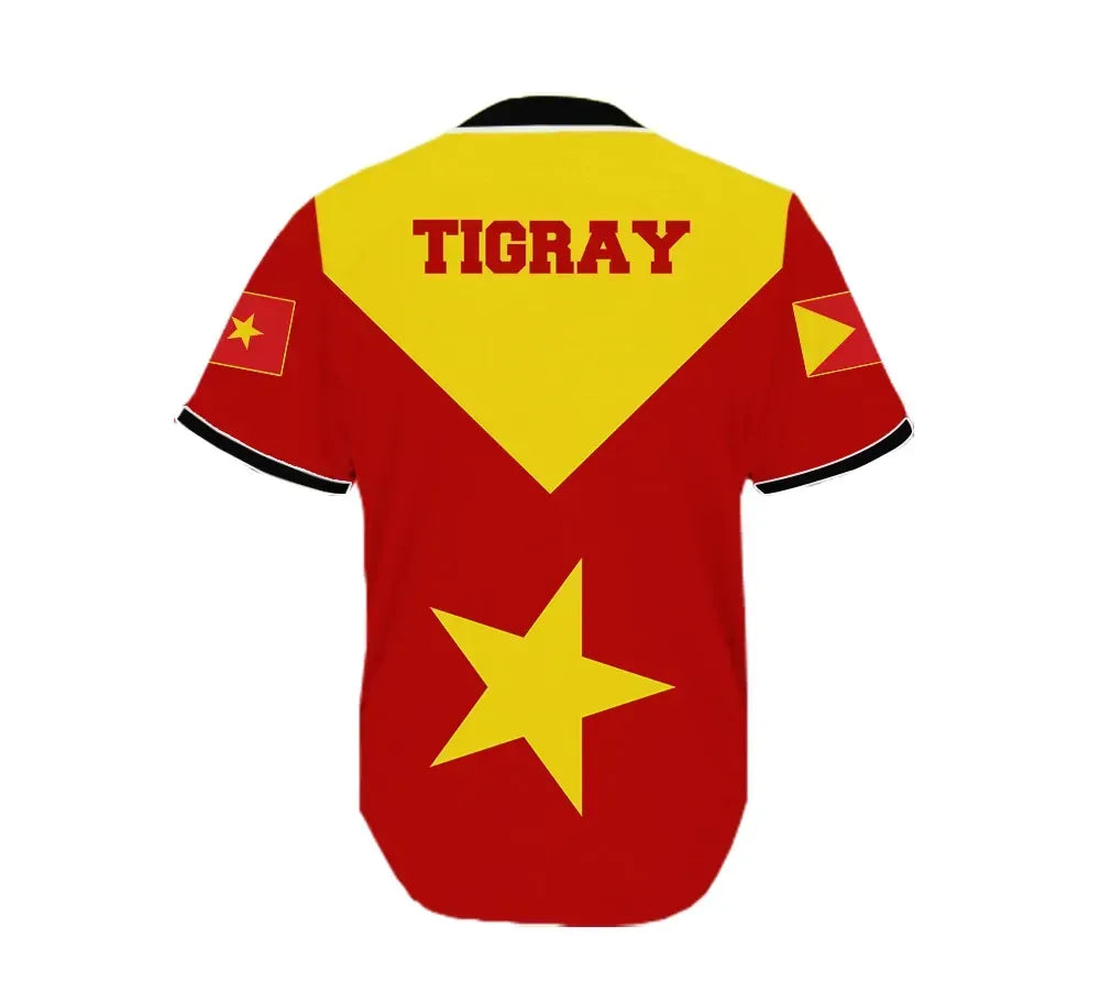 Africa Zone Baseball Jersey - Tigray Flag Proud Red Baseball Jersey J5