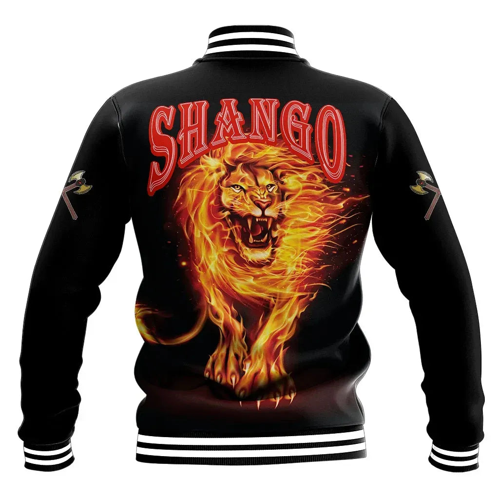 Orisha Shango Lion Fire Baseball Jacket - Yoruba