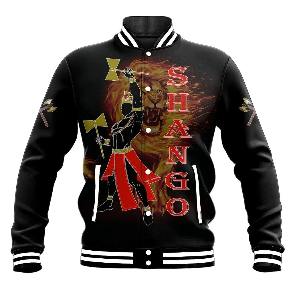 Orisha Shango Lion Fire Baseball Jacket