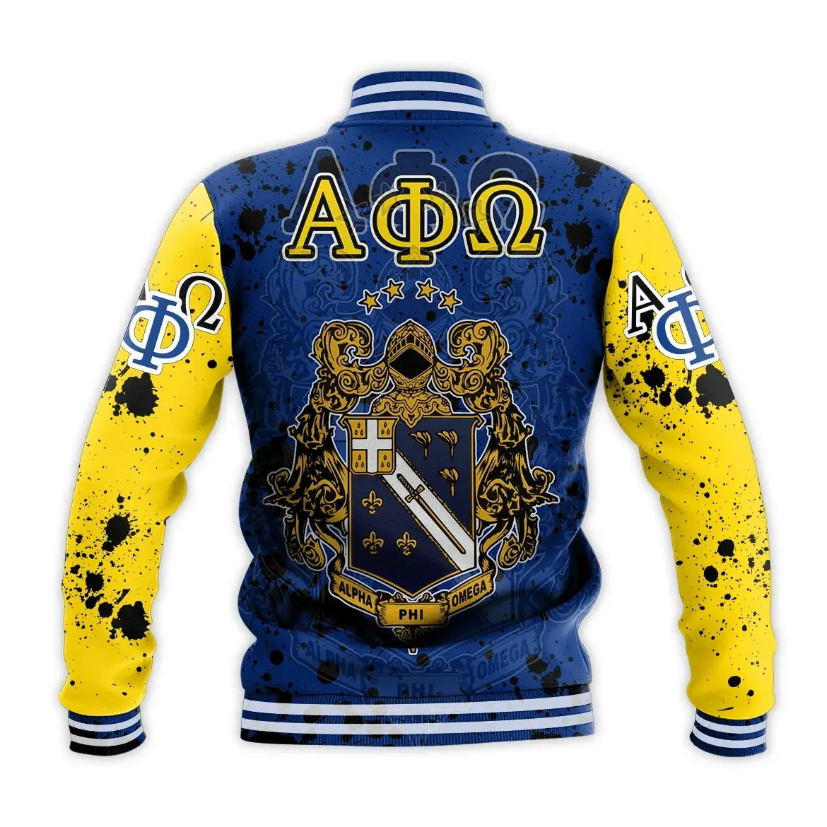Africa Zone Jacket - Alpha Phi Omega Ink Stain Royal Blue Baseball Jacket J5