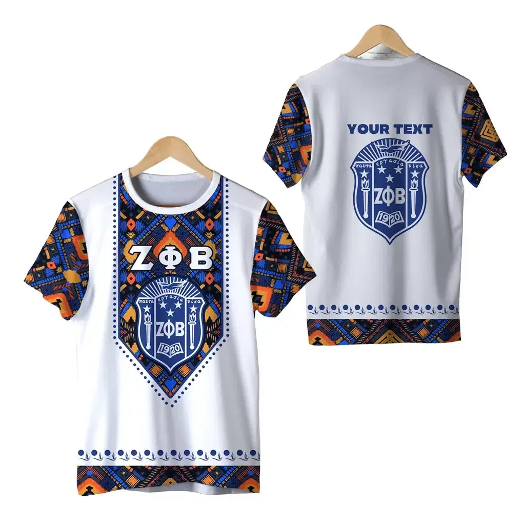 Personalized - Zeta Phi Beta African Pattern - White T-shirt