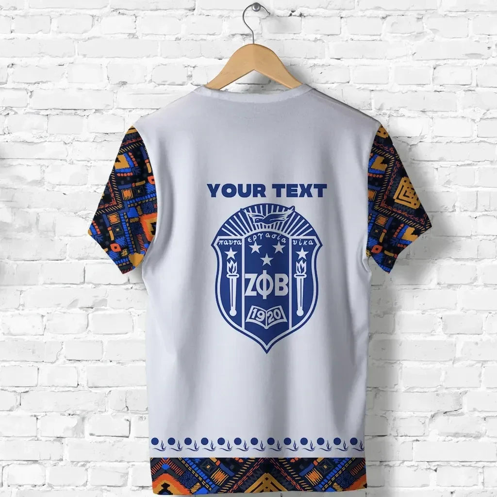 Africa Zone T-shirt - Personalized - Zeta Phi Beta African Pattern - White T-shirt J5