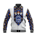 Personalised Zeta Phi Beta African Pattern - White  Baseball Jacket