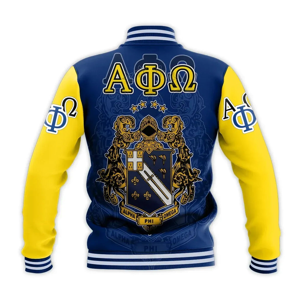 Africa Zone Jacket - Alpha Phi Omega Royal Blue Baseball Jacket J5