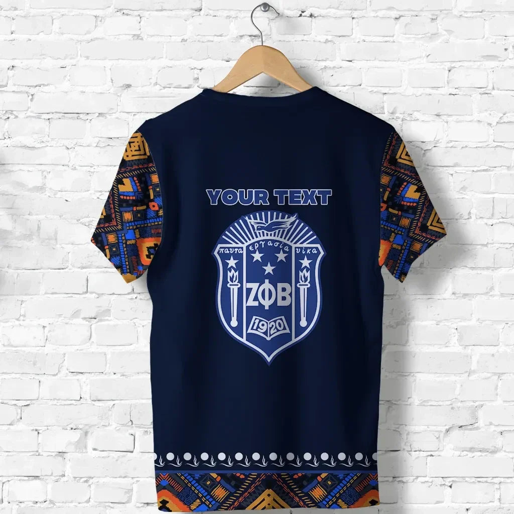 Africa Zone T-shirt - Personalized Zeta Phi Beta African Pattern - Navy T-shirt J5