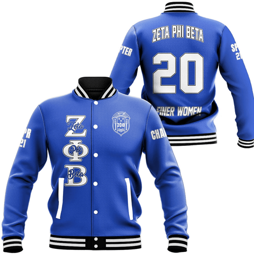 Zeta Phi Beta (Blue) Baseball Jackets | Africazone.store