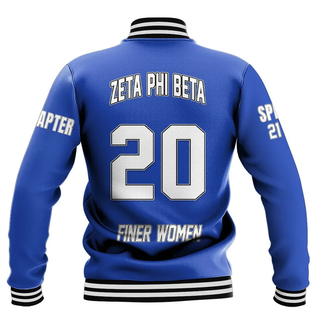 Zeta Phi Beta (Blue) Baseball Jackets | Africazone.store