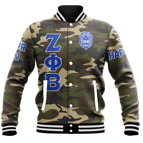 Zeta Phi Beta Camouflage Baseball Jackets | Getteestore.com