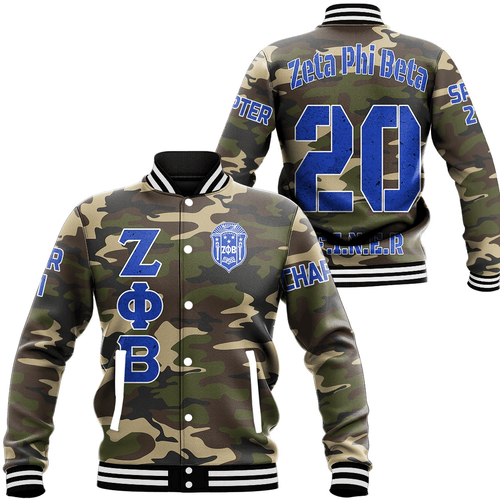 Zeta Phi Beta Camouflage Baseball Jackets | Getteestore.com