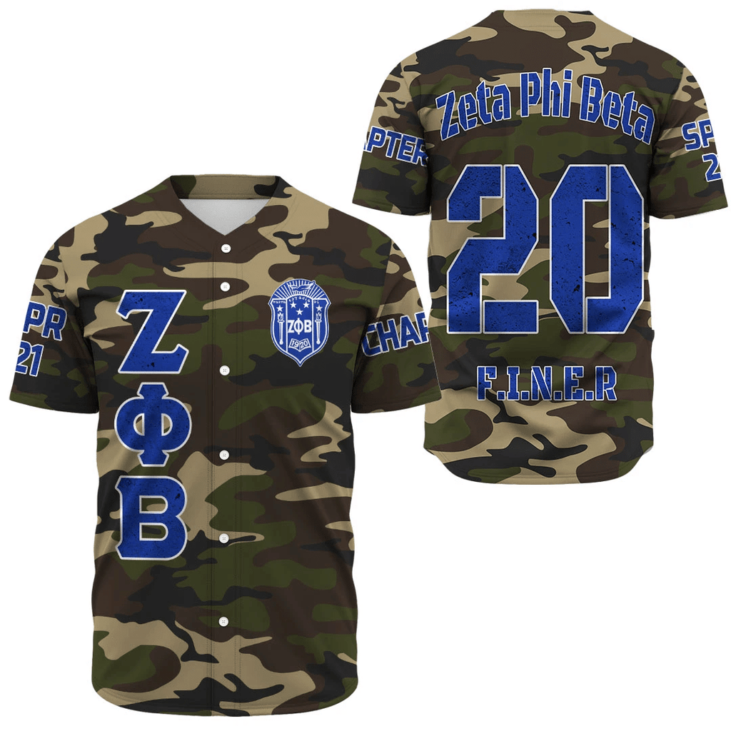 Zeta Phi Beta Camouflage Baseball Jerseys | Getteestore.com