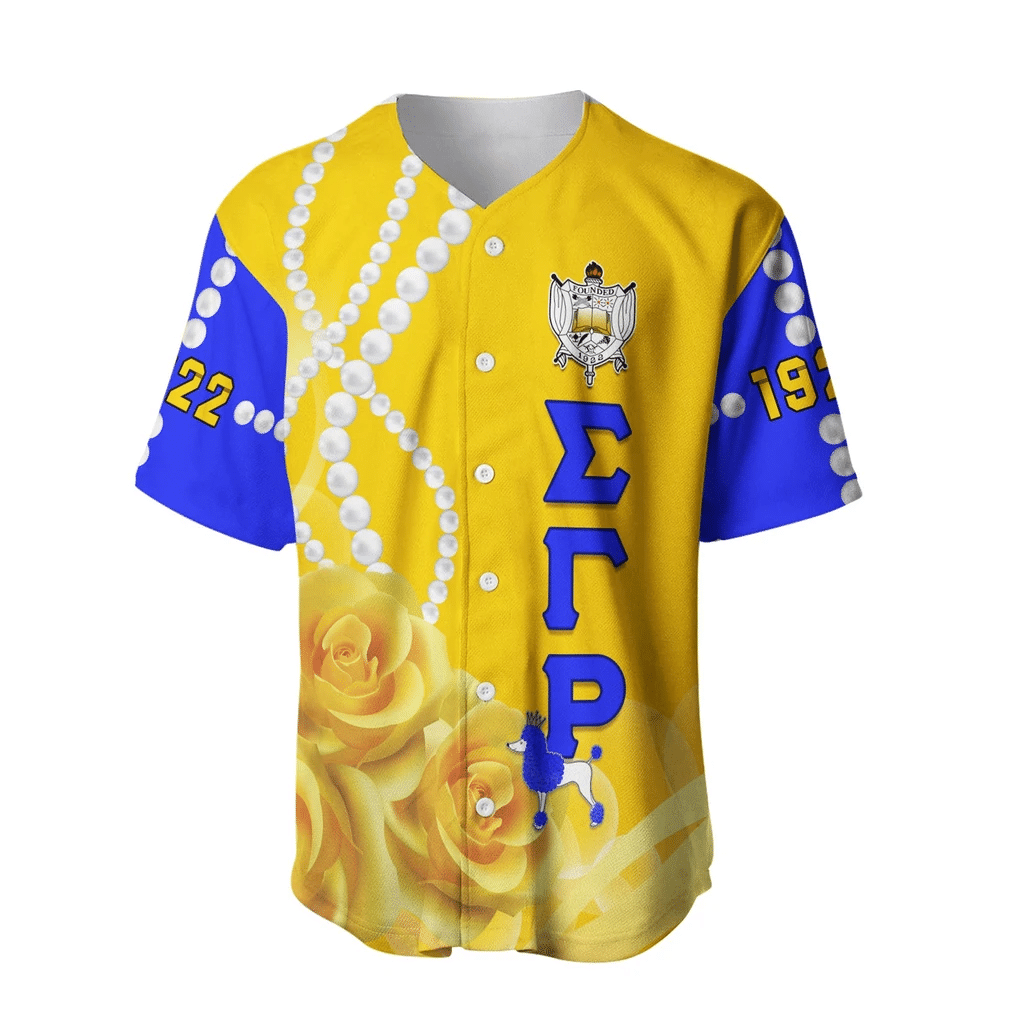 Africazone Baseball Jersey - Sigma Gamma Rho Yellow Tea Rose Baseball Jerseys A31