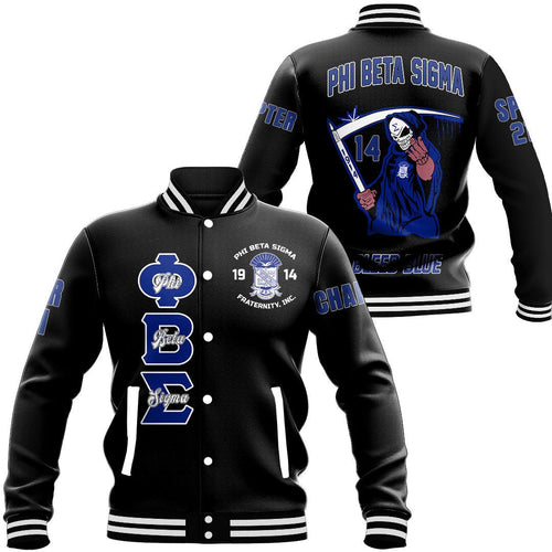 Phi Beta Sigma Bleed Blue Baseball Jackets | Getteestore.com