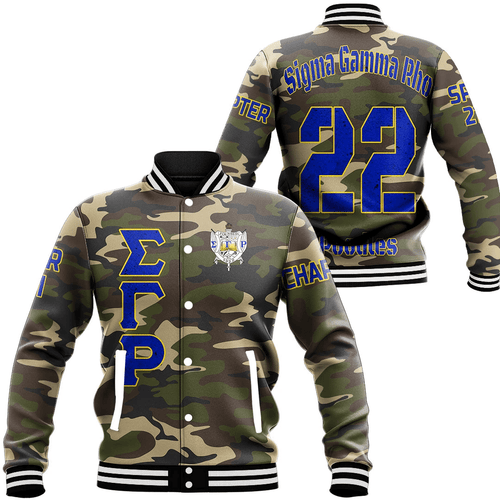 Sigma Gamma Rho Camouflage Baseball Jackets | Getteestore.com