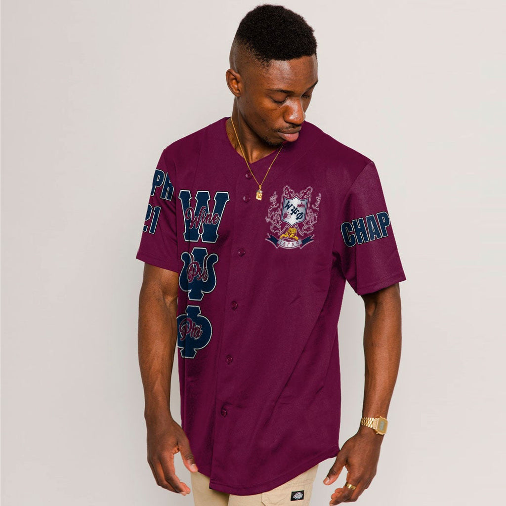 Wine Psi Phi Baseball Jerseys | Getteestore.com