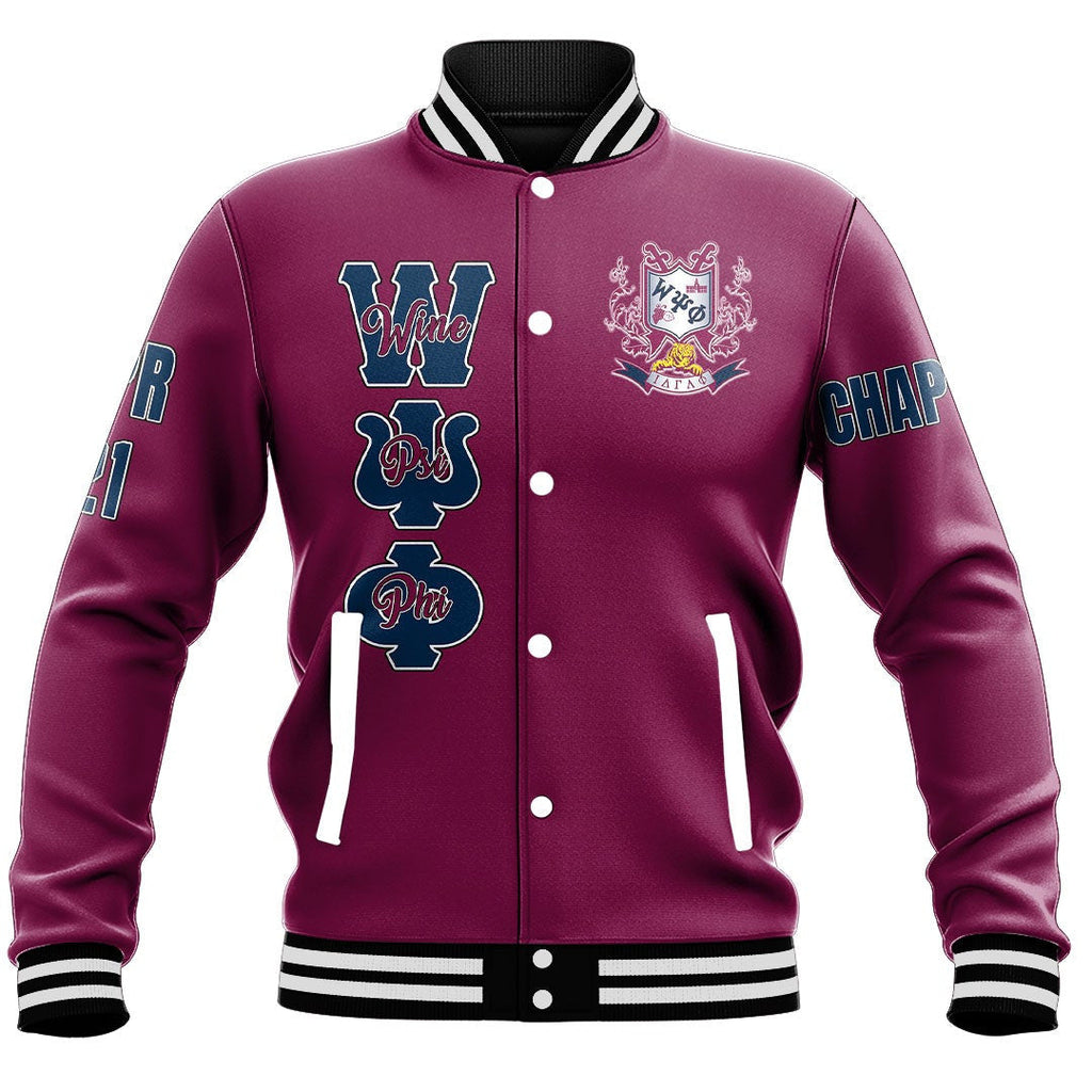 Wine Psi Phi Baseball Jackets | Getteestore.com