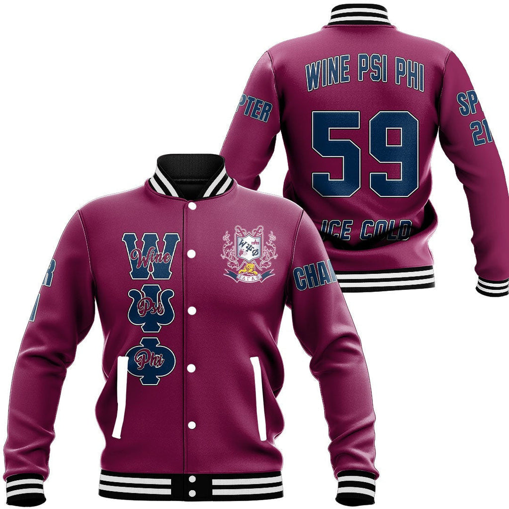 Wine Psi Phi Baseball Jackets | Getteestore.com