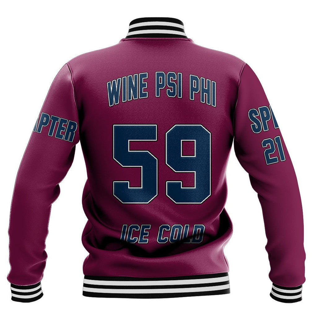 Wine Psi Phi Baseball Jackets | Getteestore.com
