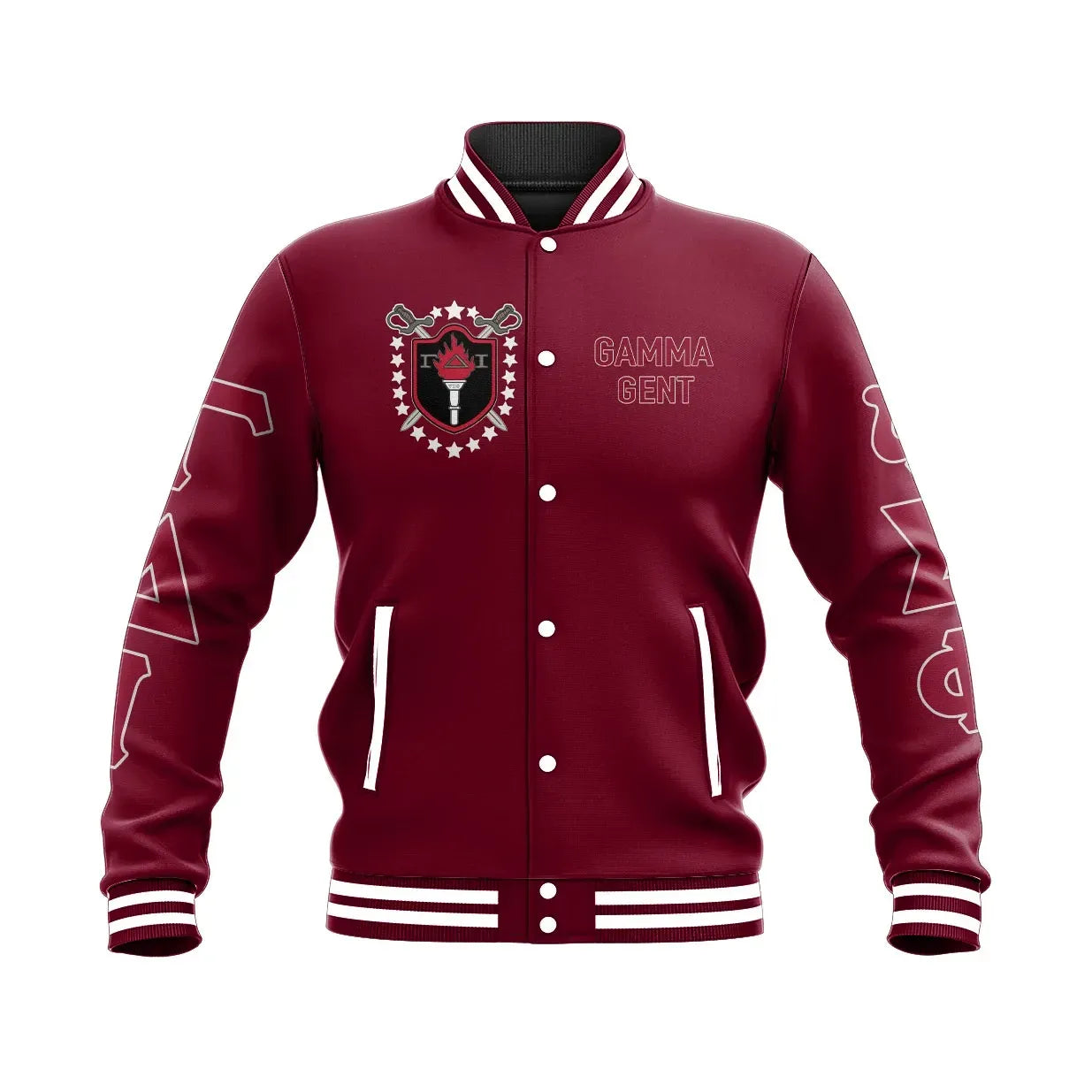 Gamma Delta Iota 1974 Red Baseball Jacket | Getteestore.com